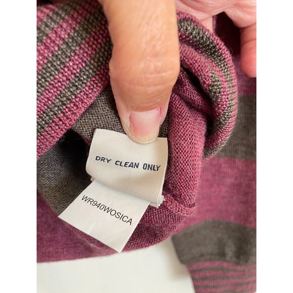 Faconnable pink brown striped v-neck sweater wool silk cashmere lightweight XS - Picture 8 of 8